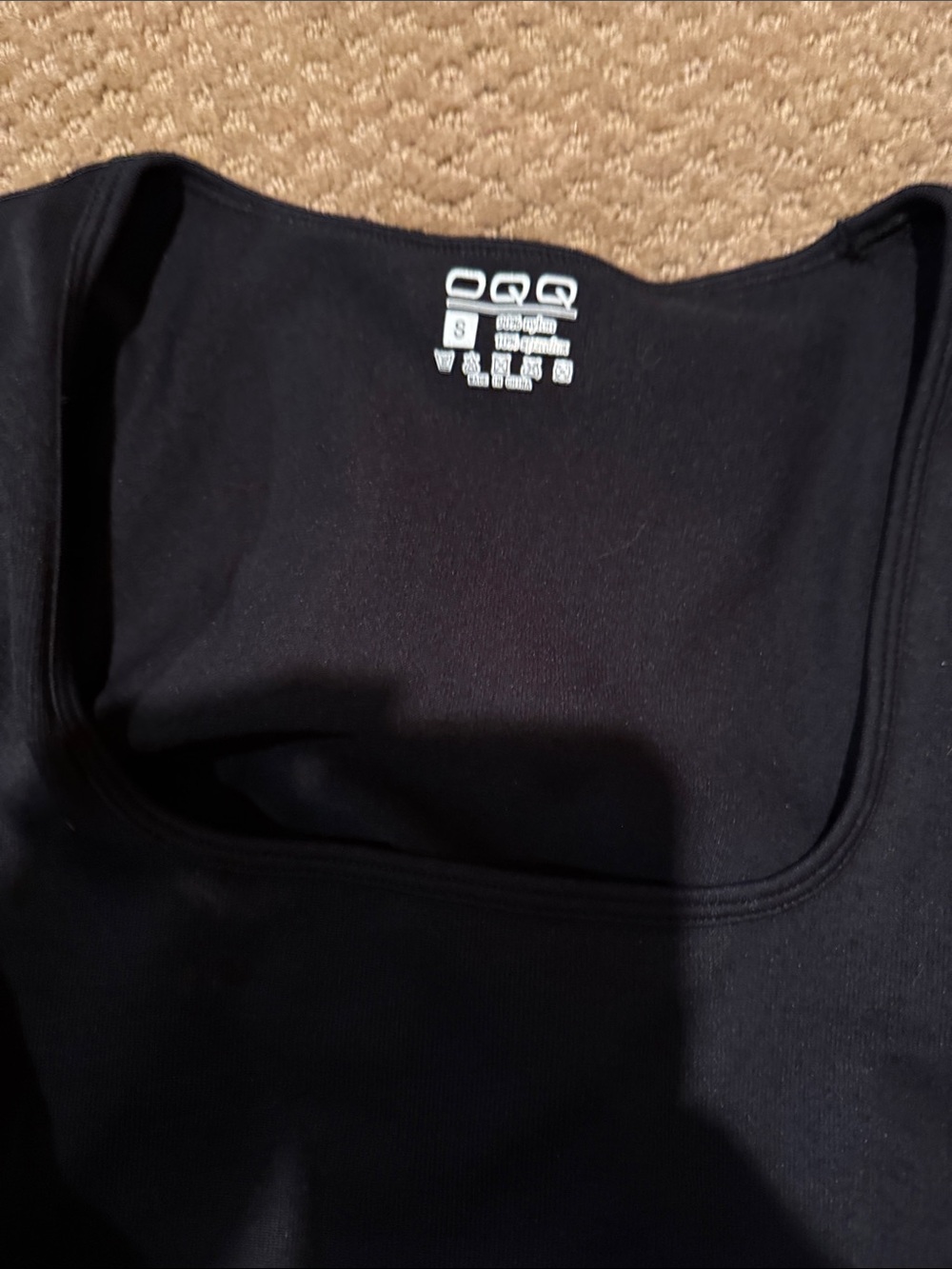 oqq  Black Square-Neck Ruched body suit - Picture 2 of 4